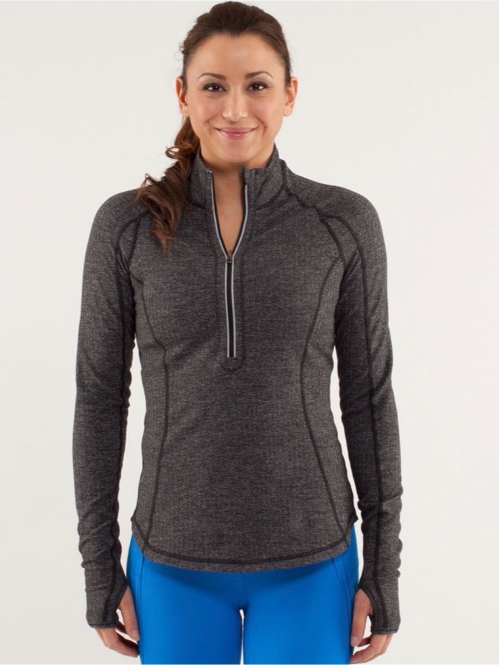 Lululemon Athletica Run UTurn Black Charcoal Grey Pullover Jacket Size 6